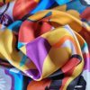Tesatura twill din mătase naturala- design floral,  Multicolor - imagine 6