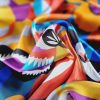 Tesatura twill din mătase naturala- design floral,  Multicolor - imagine 7