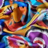 Tesatura twill din mătase naturala- design floral,  Multicolor - imagine 9