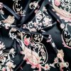 Tesatura twill din matase naturala - design cu motive paisley,  Bej Roz Negru - imagine 8
