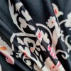 Tesatura twill din matase naturala - design cu motive paisley,  Bej Roz Negru - imagine 7