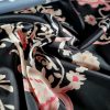 Tesatura twill din matase naturala - design cu motive paisley,  Bej Roz Negru - imagine 4