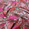 Tesatura Brocart  - model floral reliefat, Cyclamen Orange Ivoire Verde - imagine 11