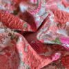 Tesatura Brocart  - model floral reliefat, Cyclamen Orange Ivoire Verde - imagine 2