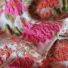 Tesatura Brocart  - model floral reliefat, Cyclamen Orange Ivoire Verde - imagine 9