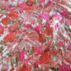 Tesatura Brocart  - model floral reliefat, Cyclamen Orange Ivoire Verde - imagine 10