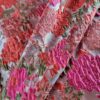 Tesatura Brocart  - model floral reliefat, Cyclamen Orange Ivoire Verde