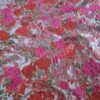 Tesatura Brocart  - model floral reliefat, Cyclamen Orange Ivoire Verde - imagine 5