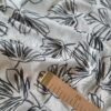 Țesătură din In cu broderie - frunze ginkgo biloba, Alb Negru - imagine 4