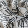 Țesătură din In cu broderie - frunze ginkgo biloba, Alb Negru - imagine 5