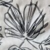 Țesătură din In cu broderie - frunze ginkgo biloba, Alb Negru - imagine 3
