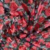 Tesătură brodata cu trandafiri pe tulle - design floral, Rosu / Verde / Negru - imagine 8