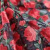 Tesătură brodata cu trandafiri pe tulle - design floral, Rosu / Verde / Negru - imagine 3