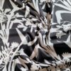 Tesatura din bumbac - popline  cu imprimeu floral schitat , Alb Negru - imagine 5