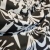 Tesatura din bumbac - popline  cu imprimeu floral schitat , Alb Negru - imagine 3