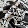 Tesatura din bumbac - popline  cu imprimeu floral schitat , Alb Negru - imagine 6