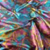 Tesatura jacquard cameleon fata dublă - design exotic floral supradimensionat, Cyclamen Mustar Turcoaz Auriu - imagine 9