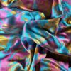 Tesatura jacquard cameleon fata dublă - design exotic floral supradimensionat, Cyclamen Mustar Turcoaz Auriu - imagine 3