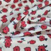 Tesatura crepe de chine  din matase naturala cu elastan - imprimeu floral,  Rosu Alb - imagine 3