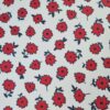Tesatura crepe de chine  din matase naturala cu elastan - imprimeu floral,  Rosu Alb - imagine 5