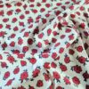 Tesatura crepe de chine  din matase naturala cu elastan - imprimeu floral,  Rosu Alb - imagine 6