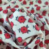 Tesatura crepe de chine  din matase naturala cu elastan - imprimeu floral,  Rosu Alb - imagine 7