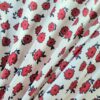 Tesatura crepe de chine  din matase naturala cu elastan - imprimeu floral,  Rosu Alb - imagine 8