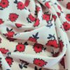 Tesatura crepe de chine  din matase naturala cu elastan - imprimeu floral,  Rosu Alb - imagine 9