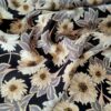 Tesatura crepe de chine din matase naturala  - design floral, Bej Gri Negru - imagine 7