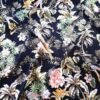 Tesatura crepe de chine din matase naturala - design exotic floral, Multicolor pe fond negru - imagine 9