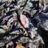 Tesatura crepe de chine din matase naturala - design exotic floral, Multicolor pe fond negru - imagine 5