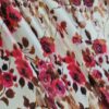Tesatura crepe din matase naturala - design floral, Bej deschis Vișiniu - imagine 2