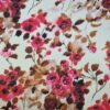 Tesatura crepe din matase naturala - design floral, Bej deschis Vișiniu - imagine 7