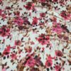 Tesatura crepe din matase naturala - design floral, Bej deschis Vișiniu - imagine 8