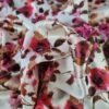 Tesatura crepe din matase naturala - design floral, Bej deschis Vișiniu - imagine 10