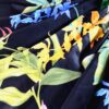 Tesatura crepe de chine din matase naturala cu imprimeu floral exotic,  Multicolor pe fond negru - imagine 8