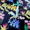 Tesatura crepe de chine din matase naturala cu imprimeu floral exotic,  Multicolor pe fond negru - imagine 5
