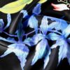 Tesatura crepe de chine din matase naturala cu imprimeu floral exotic,  Multicolor pe fond negru - imagine 6