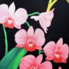 Tesatura crepe de chine din matase naturala cu imprimeu floral exotic,  Multicolor pe fond negru - imagine 7