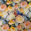 Tesatura crepe din matase naturala - design floral, Multicolor