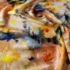 Tesatura crepe din matase naturala - design floral, Multicolor - imagine 6