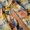 Tesatura crepe din matase naturala - design floral, Multicolor - imagine 2