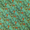 Tesatura crepe de chine din matase naturala - Imprimeu floral / ghirlande de flori portocalii pe fond verde turcoaz - imagine 8