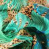 Tesatura din in - imprimeu cu frunze exotice pe fond animal print, Verde Maro - imagine 9