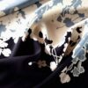 Tesatura dublu crepe tip panou din matase naturala - design floral , Negru Bej Gri - imagine 7
