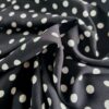 Tesătură dublu crepe din viscoza cu buline mici albe pe fond negru - imagine 4