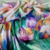 Tesatura georgette tip panou din matase naturala - design floral , Multicolor