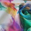 Tesatura georgette tip panou din matase naturala - design floral , Multicolor - imagine 2