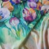 Tesatura georgette tip panou din matase naturala - design floral , Multicolor - imagine 3