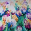 Tesatura georgette tip panou din matase naturala - design floral , Multicolor - imagine 5